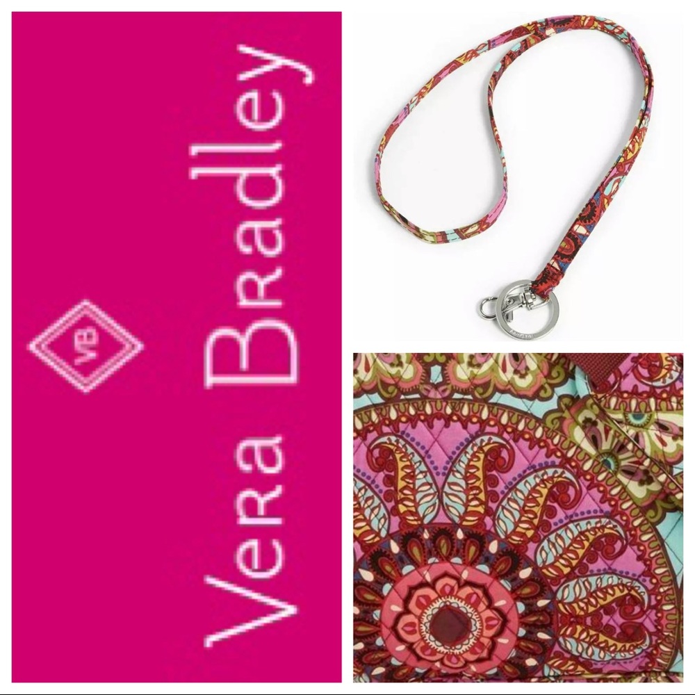 Vera Bradley Resort Medallions Lanyard Red Floral NEW